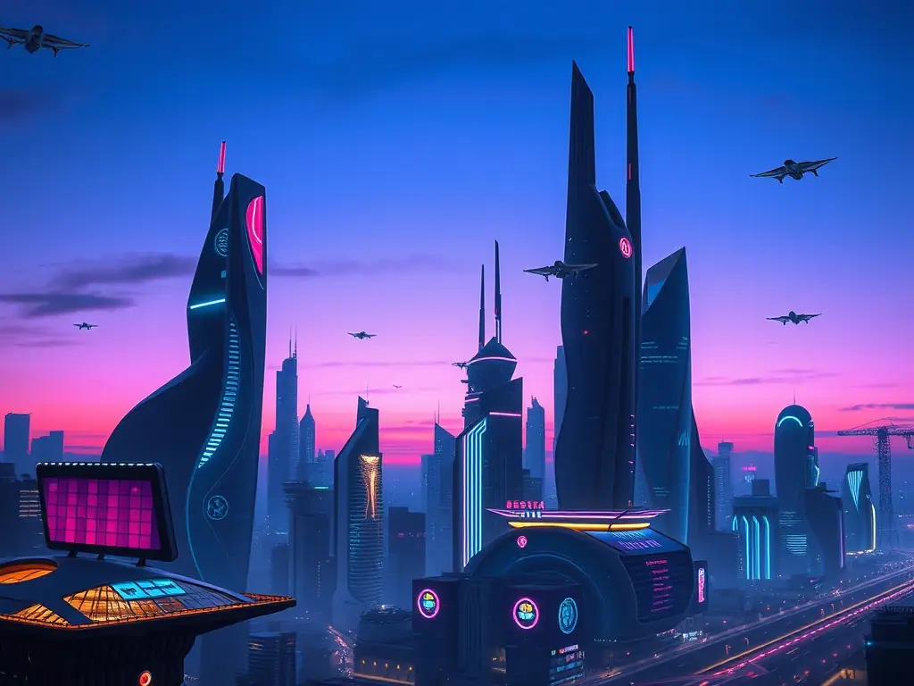 A visually striking image depicting a neural network overlaid on a cityscape, symbolizing the fusion of technology and advertising in NeuroForge's approach.